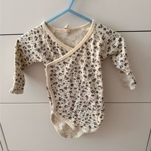 Quincy Mae Cream and Black Floral Bodysuit